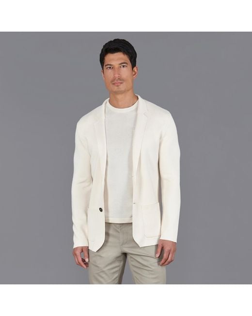 Paul James Knitwear Natural Neutrals Lightweight Mercerised Cotton Giuseppe Knitted Blazer for men