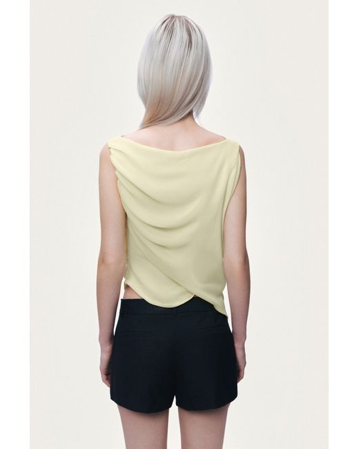 Nocturne White Draped Sleeveless Blouse