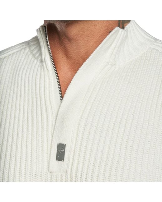 Weston Jon Boucher White Sentry Half Zip Cashmere Wool Slim Fit Sweater Heavyweight for men