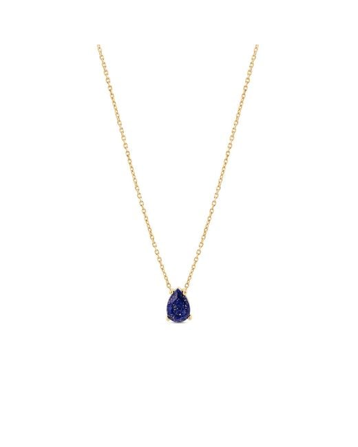 SALLY SKOUFIS Metallic Pure Droplet Necklace Petite With Natural Lapis Lazuli