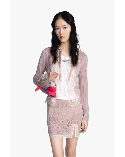 Anna Sui Pink Lingerie Lace Knits Cardigan