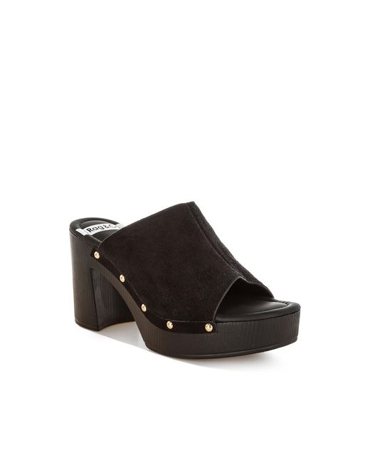 Rag & Co Brown Masaki Soft Suede Leather Wooden Clogs
