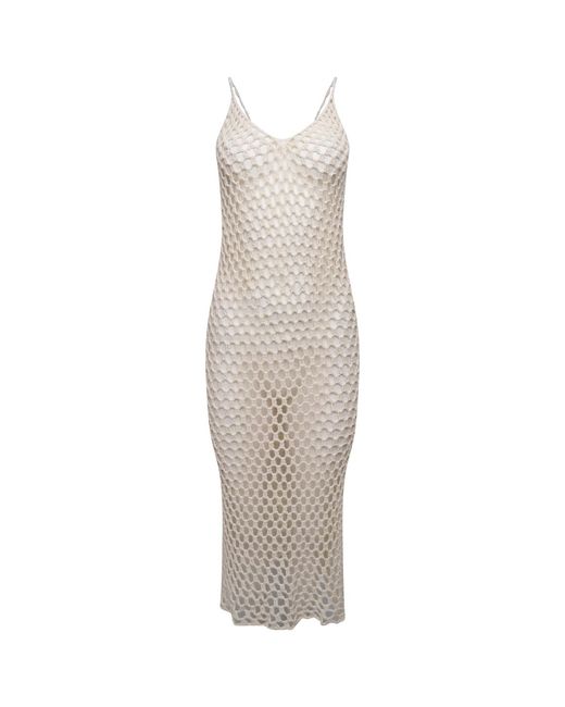 LAtelier London Natural Sardinia Cotton Crochet Midi Dress