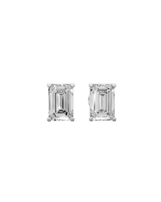 Aya Fine Jewelry White 1.32 Cwt Emerald Cut Solitaire Earrings Gift For