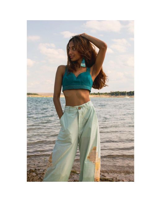 Tega Collective Green Samudram Coral Bralette