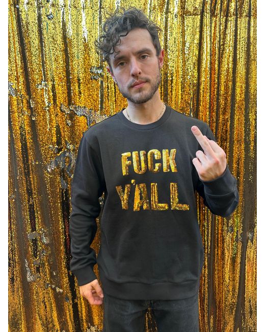 Any Old Iron Blue Golden Fuck Y'All Sequin Sweatshirt