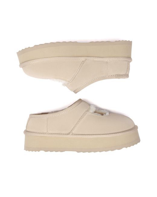 EverAu Australia Natural Neutrals Plumed Ankle Platform Slippers