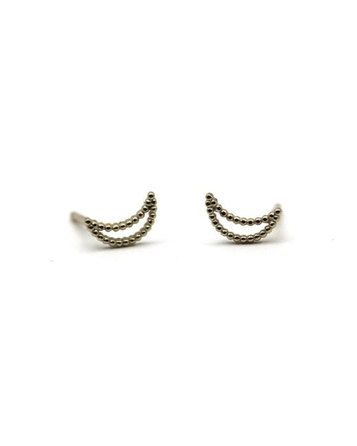 VicStoneNYC Fine Jewelry Metallic Timeless Ball Pattern Moon Earrings