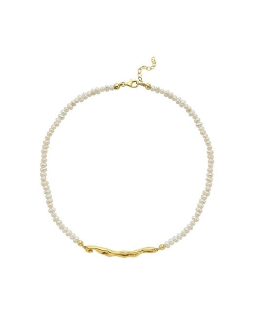 LINYA JEWELLERY Metallic Pontus Horizontal Pearl Necklace