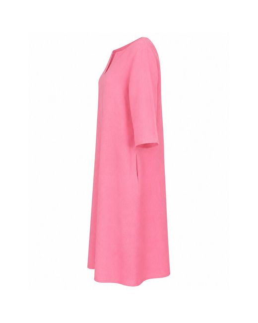 Luella Fashion Pink Mia Short V-Neck Linen Dress