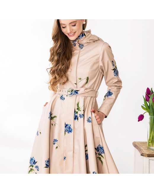 RainSisters Natural Neutrals Fit And Flare Coat: Gentle Bloom