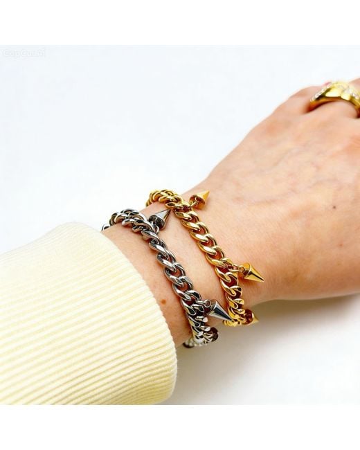 Jagged Halo Jewelry Metallic Fallon Spike Stainless Steel Bracelet