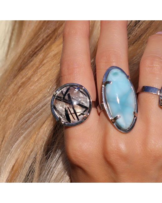 Mineralgems•Studio White Tourmalinated Quartz Ring Fail