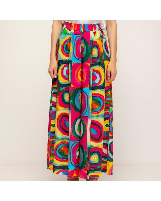 Tantra Spain Sl Multicolored Printed Pleated Pants With Pockets Fucsia