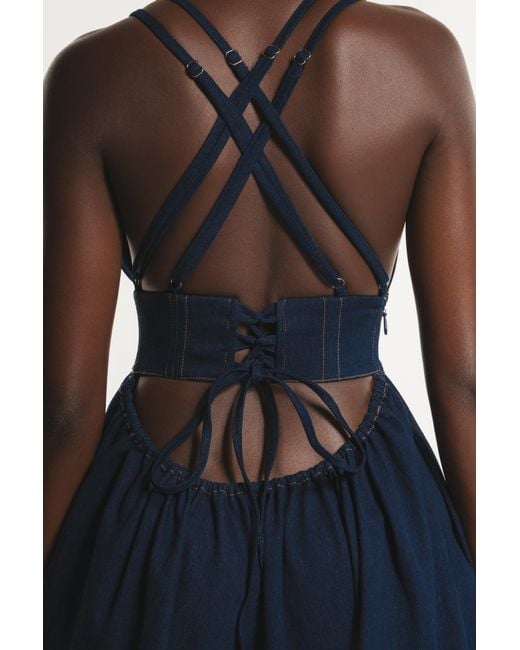 Ofuure Blue Adele Denim Maxi Dress