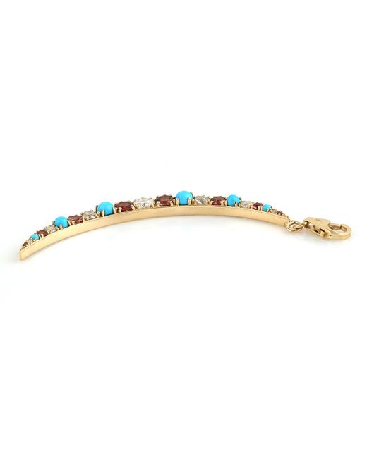 Artisan Blue Tourmaline Crescent Pendant With Diamond