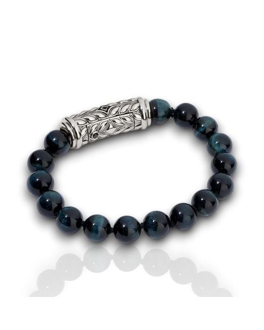 Daneila Léon Blue Persian Shield Bracelet — Tiger Eye & Natural Diamond Clasp for men
