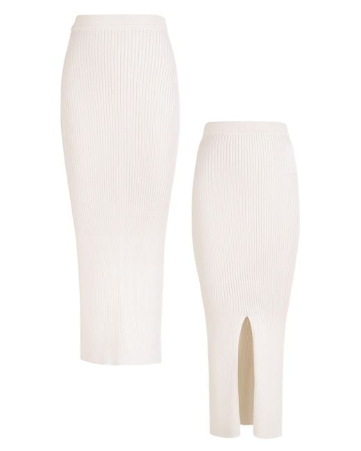 SALANIDA White Madonna Ribbed-Knit Midi Skirt *Reversible