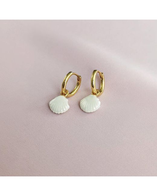 POPORCELAIN Metallic Mini Porcelain Seashell Earrings, Tone