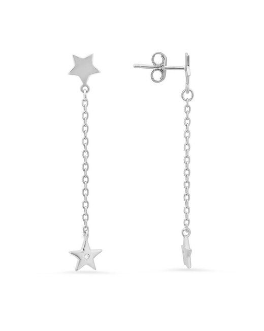 Kylie Harper White Petite Dangling Stars Diamond Cz Earrings
