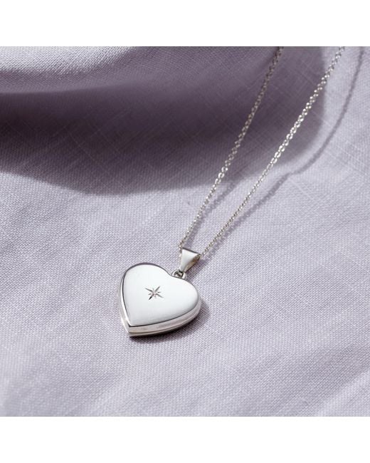Posh Totty Designs Metallic Sterling Silver Heart Locket With Diamond