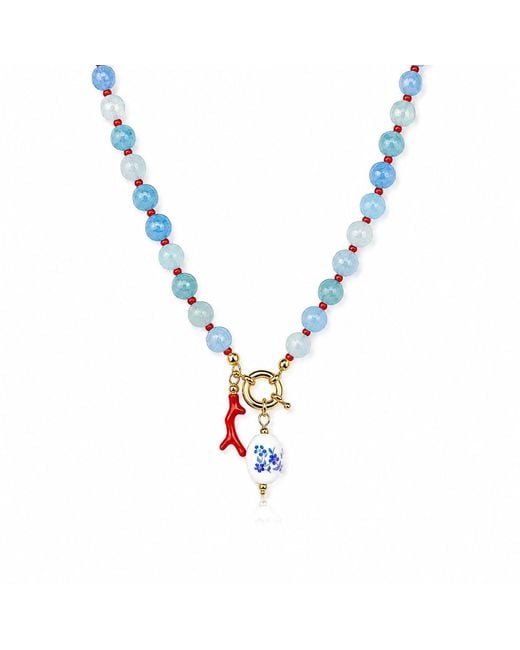 Ormiro Metallic Azure Reef Agate Beaded Necklace