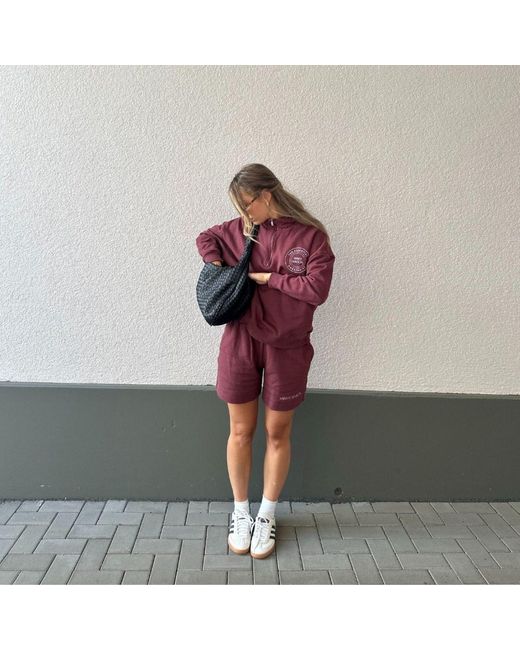 Mimhi Maison Red Oversized Cotton Shorts – Burgundy