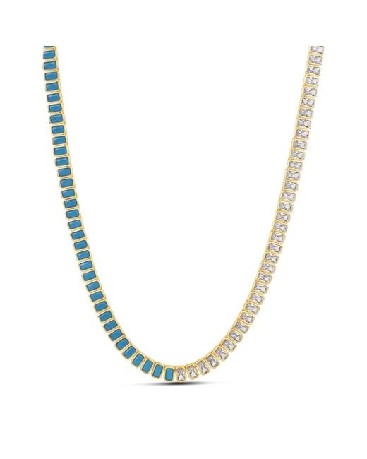 SHYMI Metallic Half And Half Colored Emerald Tennis Necklace