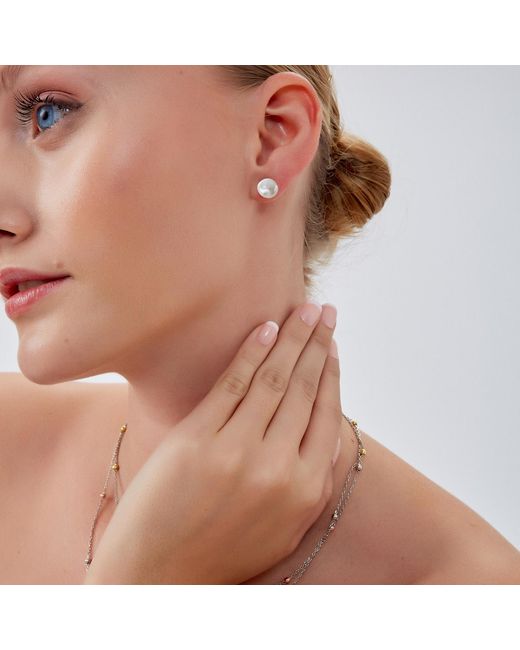 Spero London White Baroque Pearl Irregular Stud Earring Sterling