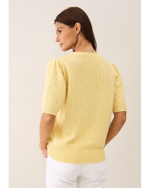 Loop Cashmere Yellow Bobble Puff Sleeved Sweater