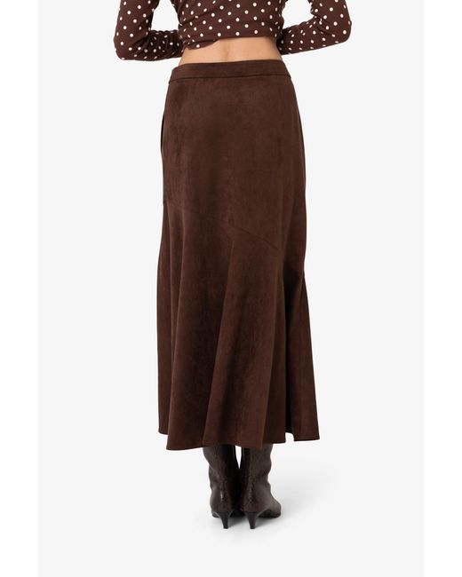 Amy Lynn Brown Suki Faux Suede Chiffon Asymmetric Maxi Skirt