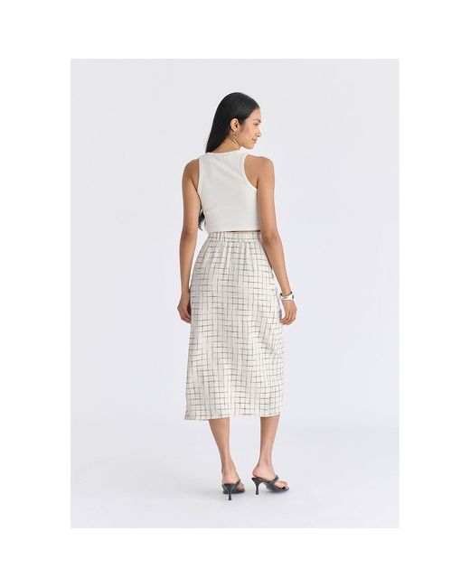 Paisie Natural Neutrals Draped Wrap Midi Skirt