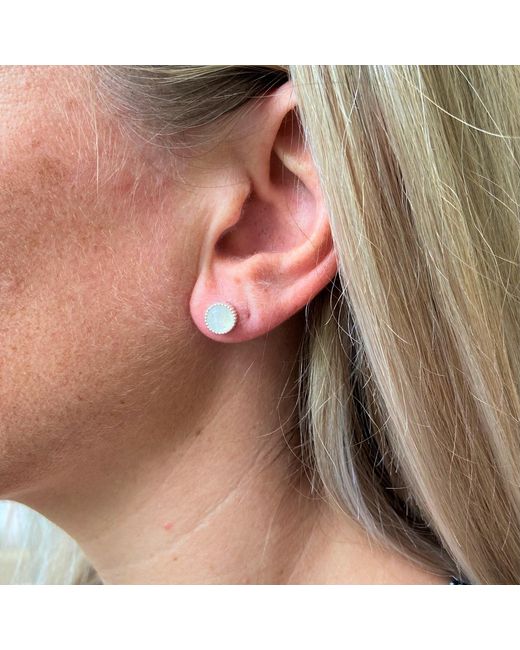 Auree Jewellery Metallic Barcelona Silver June Birthstone Stud Earrings Moonstone