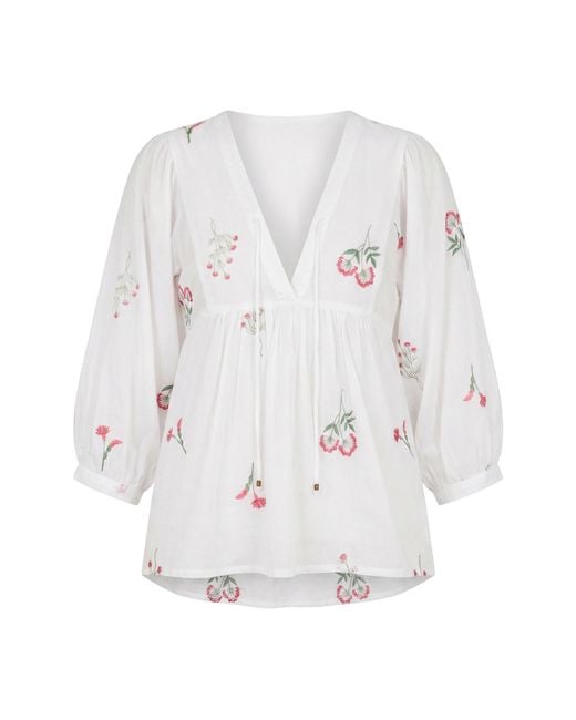 Adrift Clothing White Cairo Boho Blouse