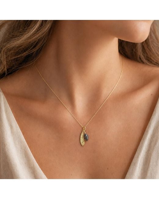 Mother Nature Jewelry Metallic Leaf Pendant, Handmade & Rhodium Two-Tone Necklace