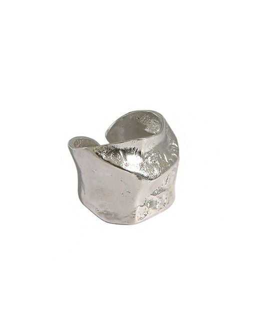 Janus Edinburgh Gray Sterling Nevis Textured Organic Shaped Chunky Ring Adjustable