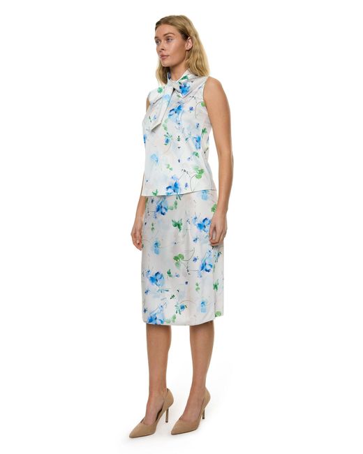 Carloslines Blue Bow Tie Sleeveless Blouse