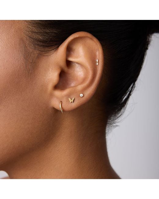 Vanhi Metallic 14K Solid Butterfly Flat Back Stud