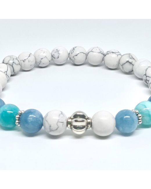 Addicted Blue Zen Handmade Sterling Bracelet With Howlite & Angelite for men