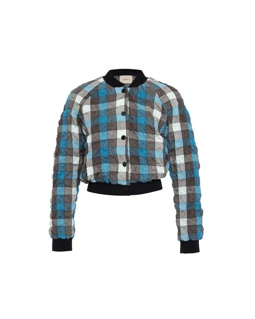 Theo the Label Blue Calypso Plaid Bomber