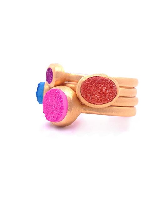 GEM BAZAAR Red Balls Of Fire Stacking Ring