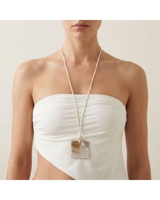 Jaredjamin White Maris Adjustable Shell Pendant Cord Necklace
