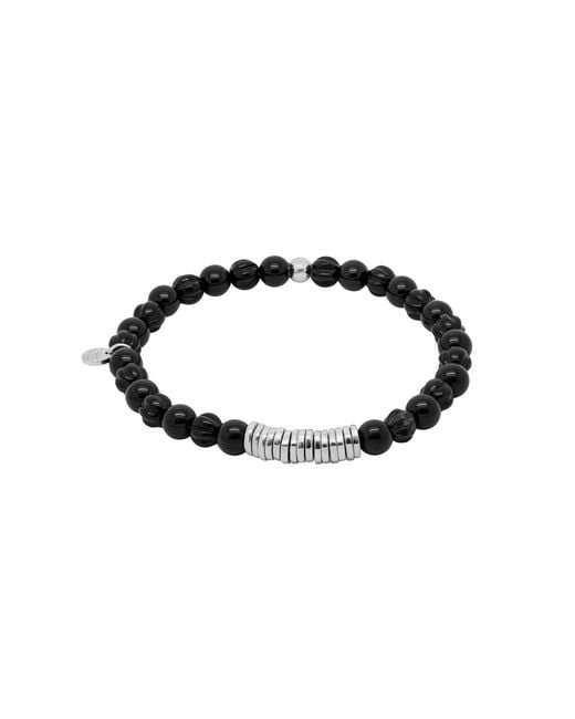 Tateossian Black Classic Discs Beaded Bracelet for men