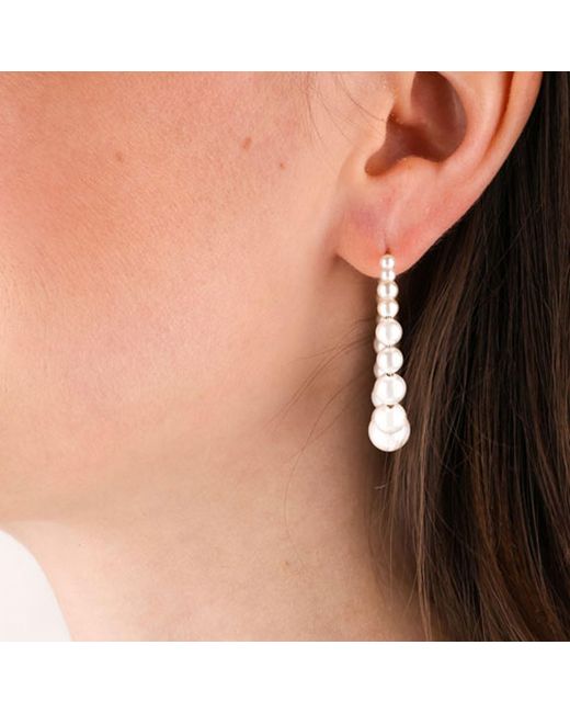Oana Savu Metallic Bridal And Pearls Oval Wedding Earrings