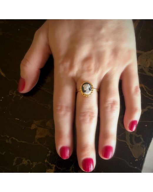 Vintouch Italy Blue Plated Mini Cameo Ring