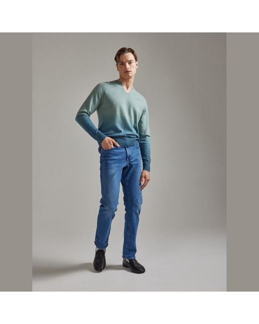 Salts Cashmere Green Ombre Split Crew Neck Sweater