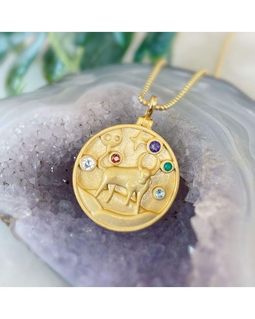 Azura Jewelry New York Metallic Taurus Zodiac Mantra Necklace Vermeil