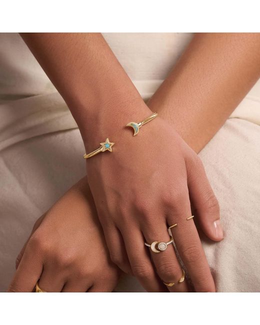 Karma and Luck Metallic Moon & Star Cuff Bracelet – Celestial Protection Jewelry – Celestial Direction