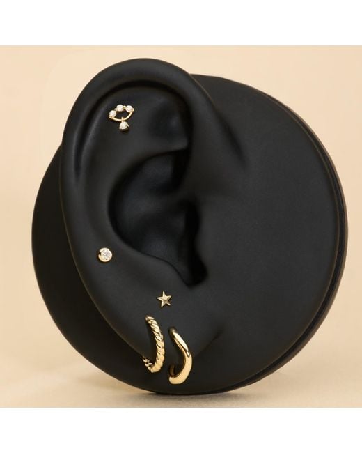 Vanhi Metallic 14K Solid Mini Star Flat Back Stud