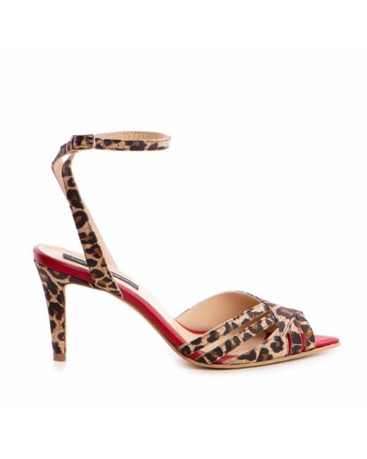 The 5Th Element Pink Amina Leopard & Leather Heel Sandals